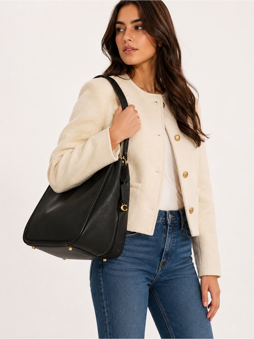 🖤 Coach Bella Medium CR979 Pebble Leather Shoulder Bag – Black